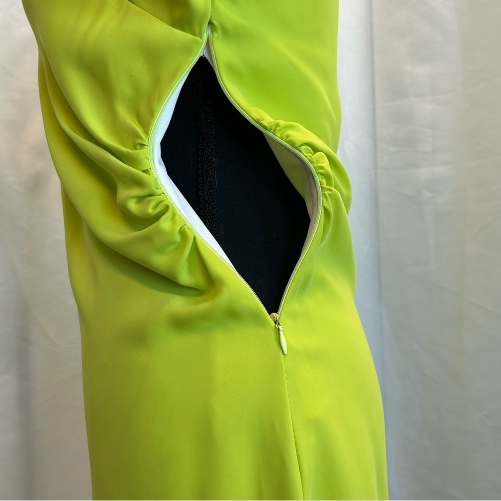Zara Women's lime green short sleeve V-neck bodycon Cocktail Dress Sz S NWOT - Picture 8 of 14